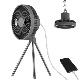 Portable Camping Fan Rechargeable Battery Powered Foldable Tripod Fan for Tent with Hanging Hook Carabiner Personal Desk Fan with 3 Speed Setting