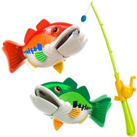 (Do Not Sell on Amazon) Kids Fishing Game Toy with 1 Adjustable Fishing Rod and 2 Realistic Fish, Pool Fishing Toy Set with Magnetic Bait