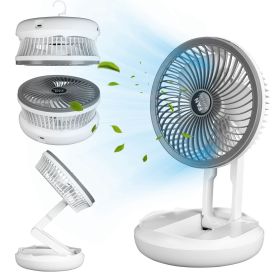 All in 1 Folding Desk Fan USB Desk Fan Small Stretchable Fan with 4 Wind Speeds Hanging Desktop Wall Mounted for Bedroom Dormitory Office Travel
