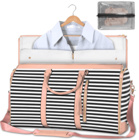 Garment Bags for Travel, Convertible Suit Travel Bag for Women (Color: pink stripes)