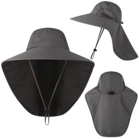Wide Brim Bucket Hat with Neck Cover Quick Dry Large Brim Fishing Hat Outdoor Sports Jungle Hiking Hat Men Fishermen Sun Hat Cap (Color: BLACK)