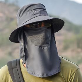 A Sunscreen Hat Men's Fishing Hat Summer Fisherman Hat Outdoor Mountaineering Sun Hat Cover Face UV Protection Sun Hat (Color: BLACK)