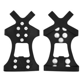 Ice Snow Grips Cleats For Shoes And Boots; Traction Cleat For Winter Outdoor Fishing; Mountaineering (Color: BLACK, size: XL)