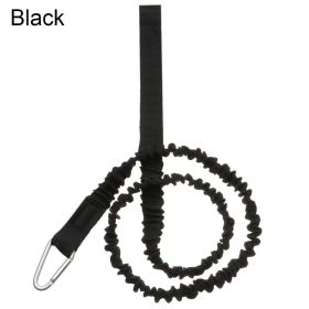 Elastic Leash With Carabiner For Kayak/Canoe Paddle & Fishing Rod; Rowing Boats Accessories (Color: BLACK)