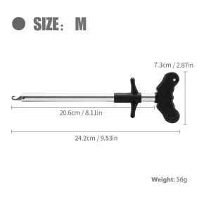 ATISEN Aluminum Alloy Tube Hook Remover; 304 Stainless Steel Hook; PP Handle; Outdoor Fishing Accessories (Color: BLACK, size: M)