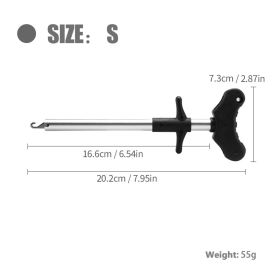 ATISEN Aluminum Alloy Tube Hook Remover; 304 Stainless Steel Hook; PP Handle; Outdoor Fishing Accessories (Color: BLACK, size: S)