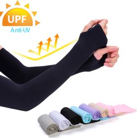 2peices Sun UV Protection Ice Cool Sleeves Sport Arm Sleeves Unisex Cycling Running Fishing Climbing Arm Cover Hide Tattoos (Color: BLACK)