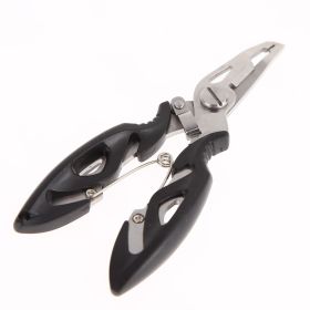 Outdoor Curved Mouth Fishing Pliers Hook Scissors Fishing Line Scissors Eagle Nose Pliers Lure Scissors Stainless Steel Lure Pli (Color: BLACK)