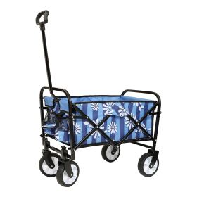 Minimeetall Colorful Collapsible Foldable Wagon Cart with strapping system, Beach Wagon (Color: as Pic)