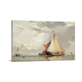 Dutch Fishing Craft Off Fort Lillo (Type: Standard Framed Canvas Print, size: 16" x 12" / 42cm x 30cm (approx))