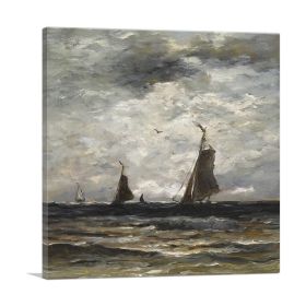 Dutch Fishing Vessels At Sea 1904 (Type: Standard Framed Canvas Print, size: 12" x 12" / 30cm x 30cm (approx))