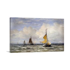 Return Of The Fishing Fleet Scheveningen (Type: Standard Framed Canvas Print, size: 40" x 26" / 100cm x 65cm (approx))