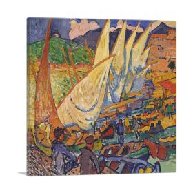 Fishing Boats Collioure (Type: Standard Framed Canvas Print, size: 24" x 24" / 60cm x 60cm (approx))