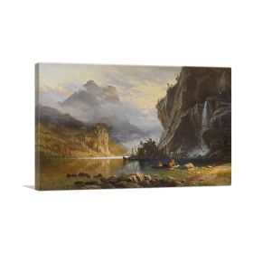 Indians Spear Fishing 1862 (Type: Standard Framed Canvas Print, size: 28" x 20" / 70cm x 50cm (approx))