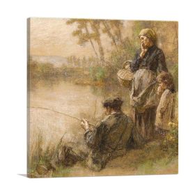Fishing Family (Type: Standard Framed Canvas Print, size: 24" x 24" / 60cm x 60cm (approx))