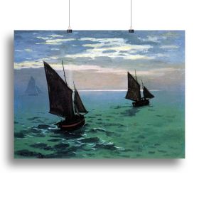 Le Havre exit the fishing boats from the port by Monet Canvas Print or Poster (Type: Poster Print, size: 12" x 8" / 30cm x 20cm (approx))