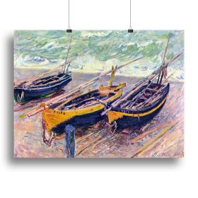 Dock of etretat three fishing boats by Monet Canvas Print or Poster (Type: Poster Print, size: Medium (16" x 12"))